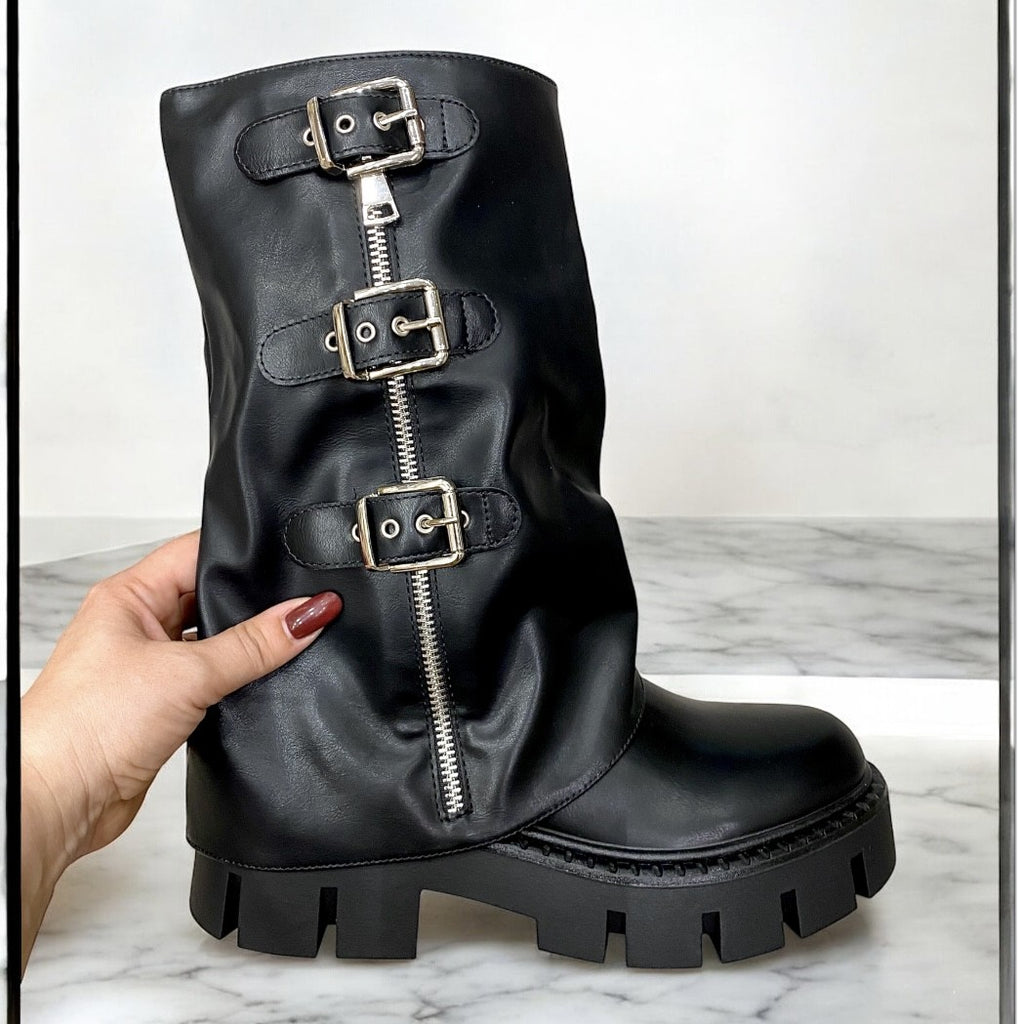 Yara - Stivale Biker Nero