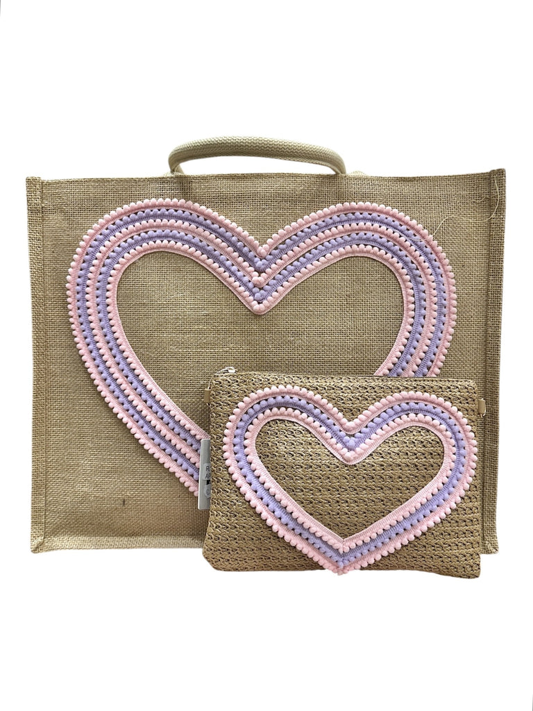 Heart - Borsa Con Pochette Rosa/Lilla