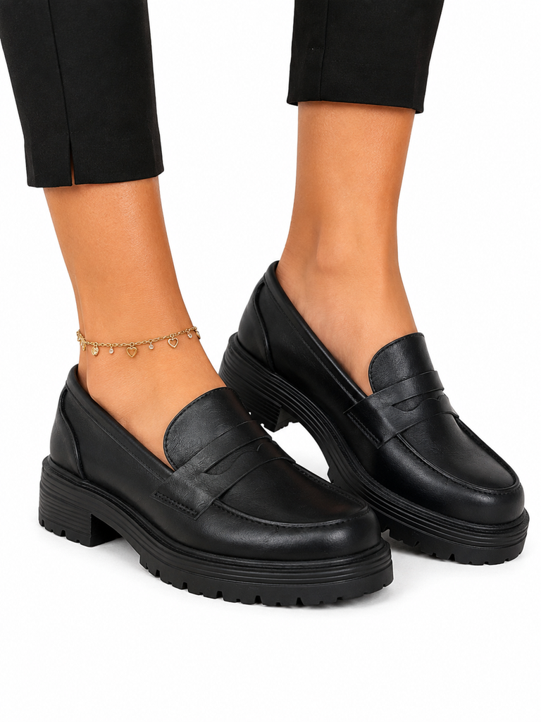 Isabella - Mocassino Nero Ecopelle