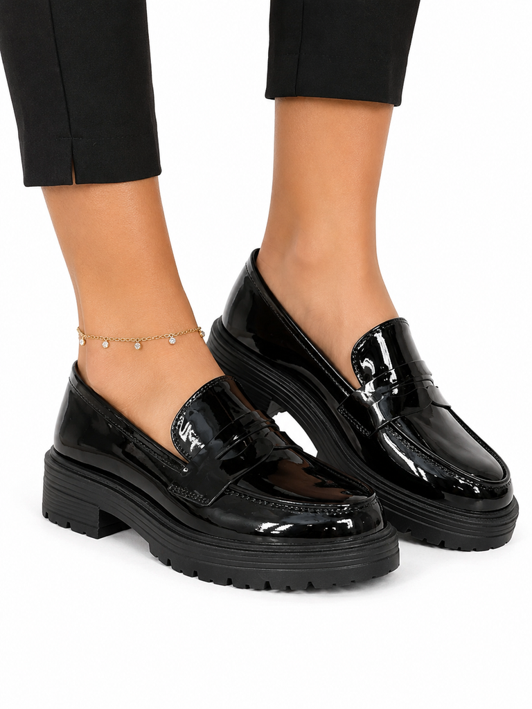 Isabella - Mocassino Nero Vernice