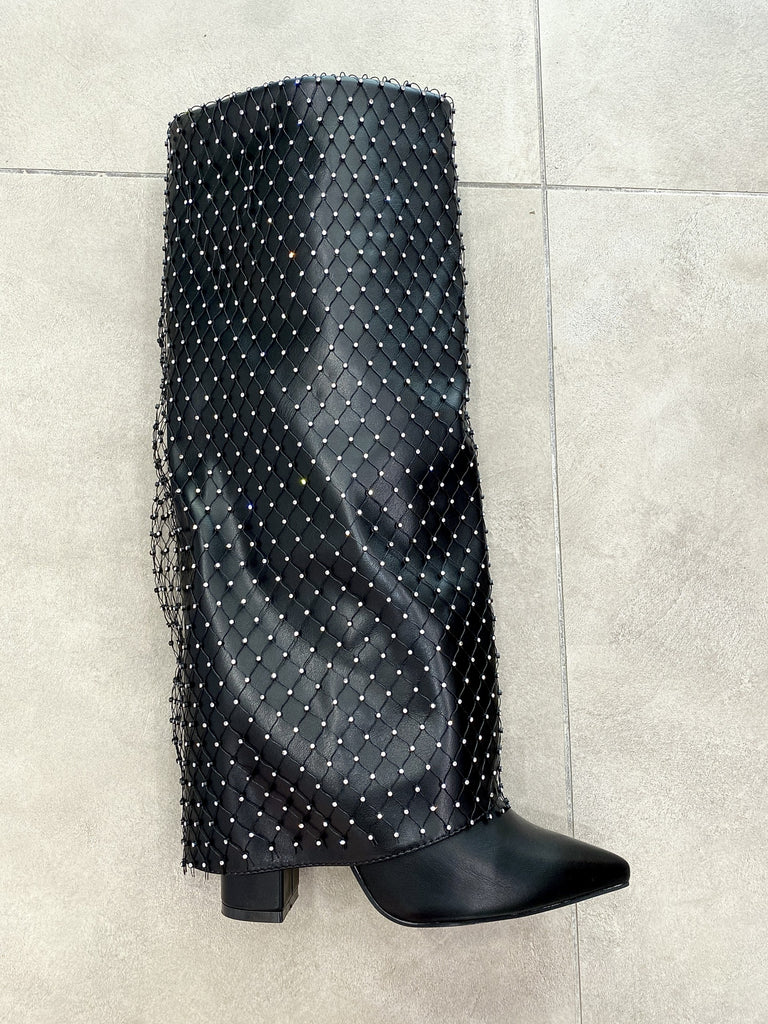 Licia - Stivale Nero Con Brillanti