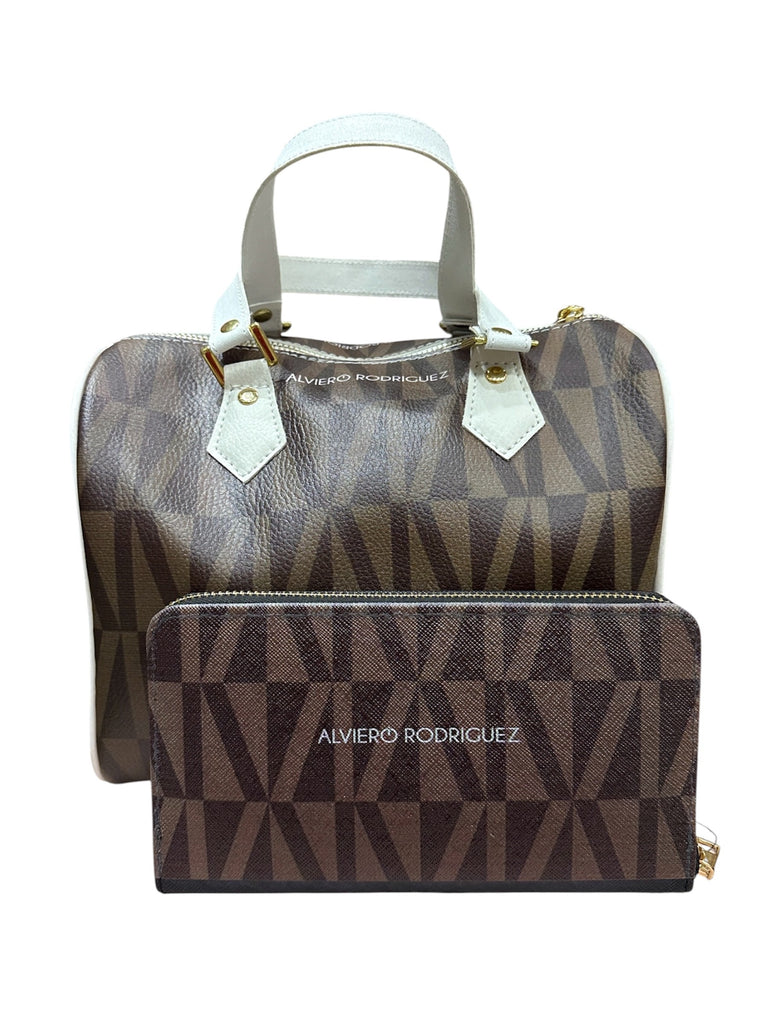 Combo Bauletto + Portafoglio Pattern Marrone