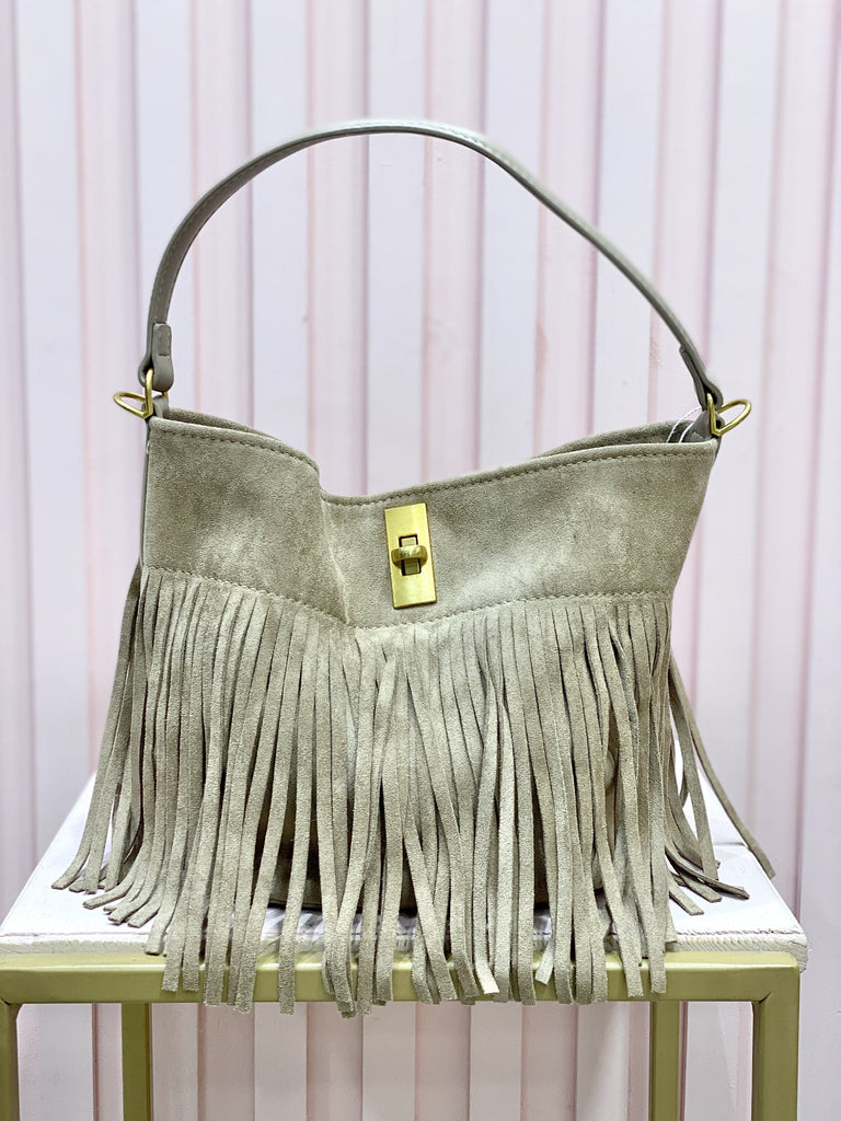 Paola - Borsa Con Frange Beige