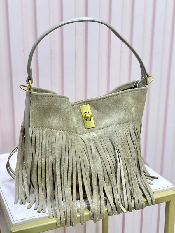 Paola - Borsa Con Frange Beige