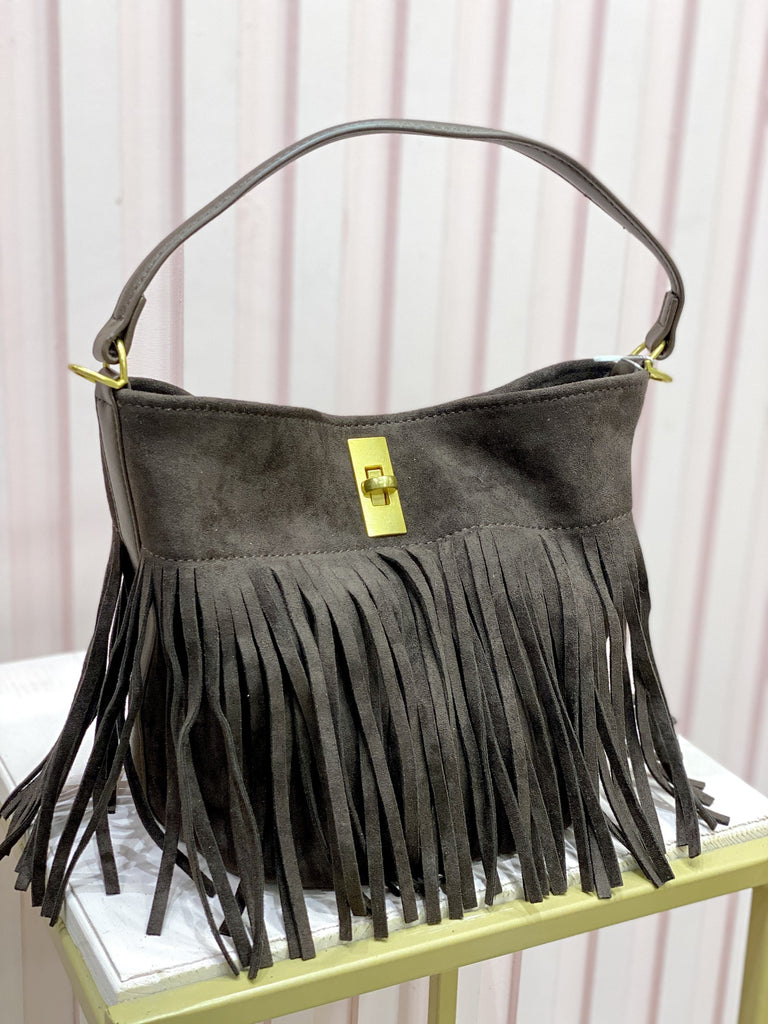 Paola - Borsa Con Frange Marrone
