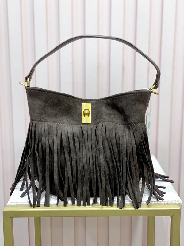Paola - Borsa Con Frange Marrone