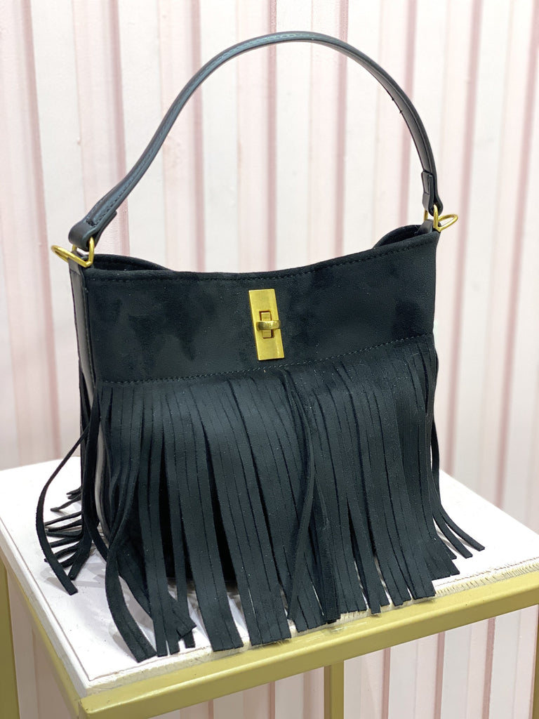 Paola - Borsa Con Frange Nera