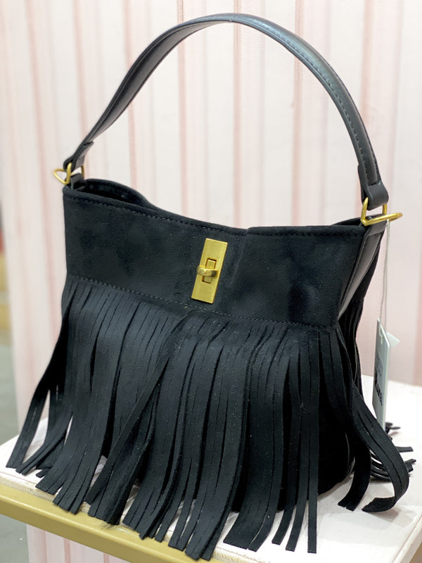 Paola - Borsa Con Frange Nera