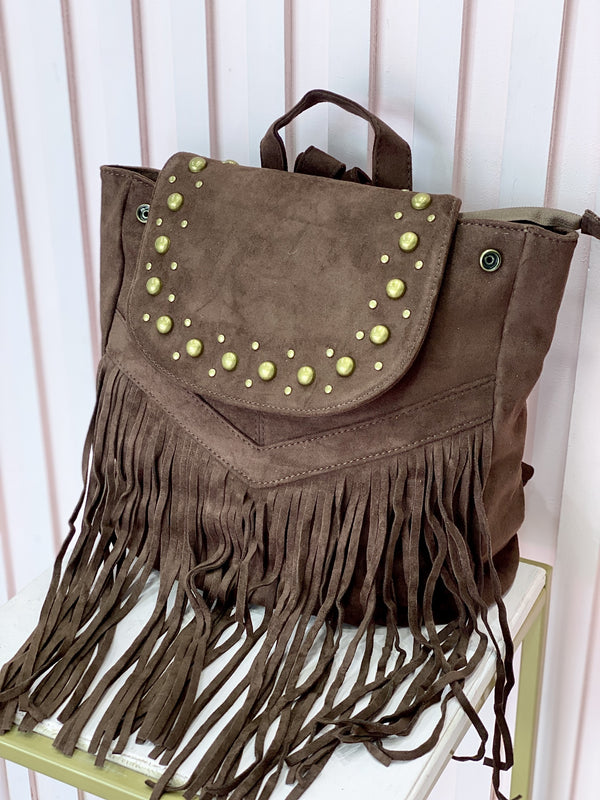 Tessa - Zaino Marrone Con Frange