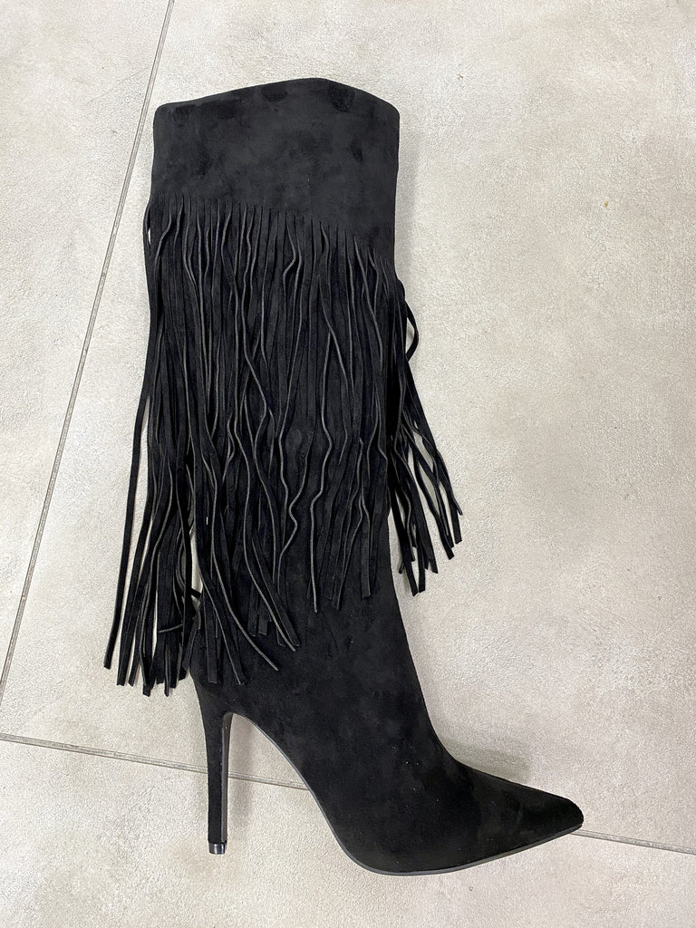Yvonne - Stivale Nero Con Frange